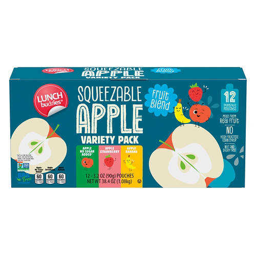 Lunch Buddies Variety Pack Applesauce Squeezes - 12 pack, 3.2 oz pouch